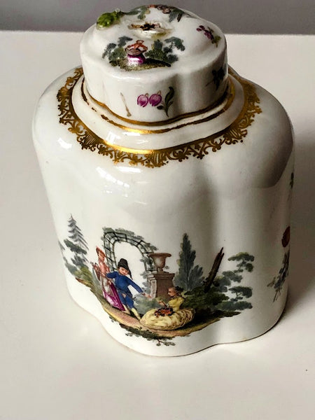 Meissen Porcelain Tea Caddy with Children Playing 1750