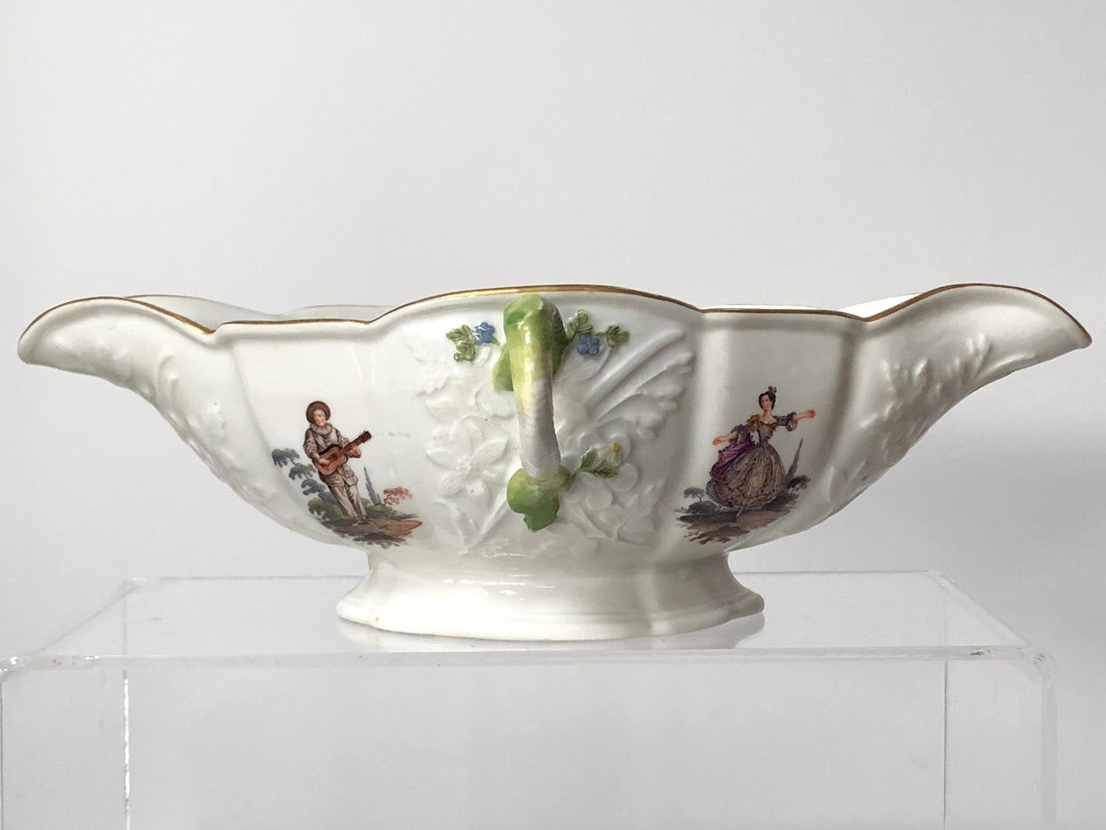 Meissen Porcelain Commedia Dell Arte Sauciere-Sauceboat, Rare, 1750