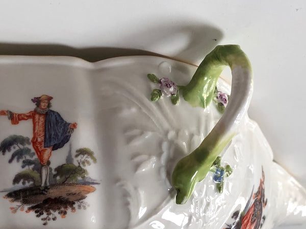 Meissen Porcelain Commedia Dell Arte Sauciere-Sauceboat, Rare, 1750