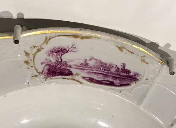 Ansbach Porcelain Soup Plate with&nbsp; "Ansbacher Muster " Pattern, 1765 RARE