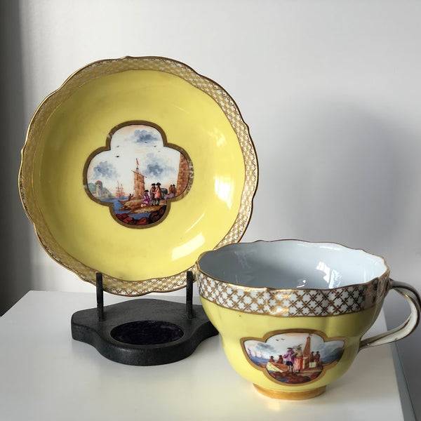 Meissen Porcelain Large Trio, Breakfast Cup, Saucer &amp; Plate, 19th C