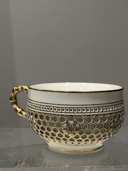 SEVRES PORCELAIN RETICULATED TEACUP 1883