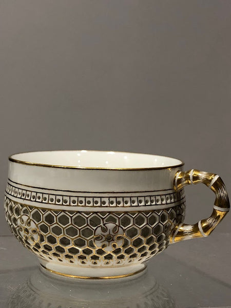 SEVRES PORCELAIN RETICULATED TEACUP 1883