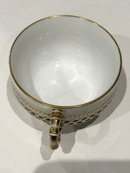 SEVRES PORCELAIN RETICULATED TEACUP 1883