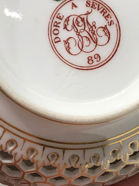 SEVRES PORCELAIN RETICULATED TEACUP 1883