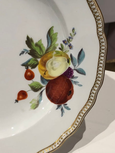 Meissen Porcelain Biedermeier Plate with Fruit & Vegetables, Circa 1830 #15