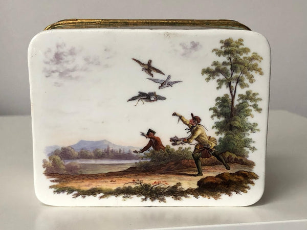 Meissen Porcelain Snuff Box with Hunting Scenes, 18th C