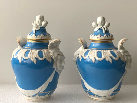 KPM Berlin Porcelain Pair of Ribbon Vases, 19th C