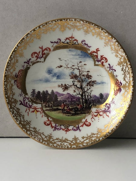 Meissen Porcelain Scenic Tea Bowl & Saucer 1725-1730
