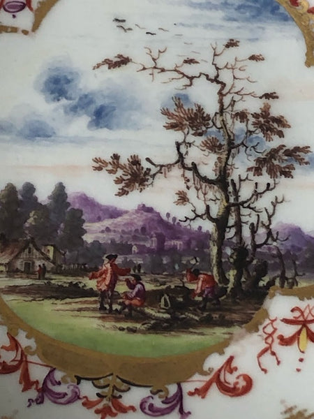 Meissen Porcelain Scenic Tea Bowl & Saucer 1725-1730