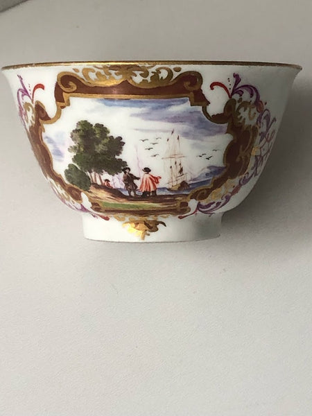 Meissen Porcelain Scenic Tea Bowl & Saucer 1725-1730