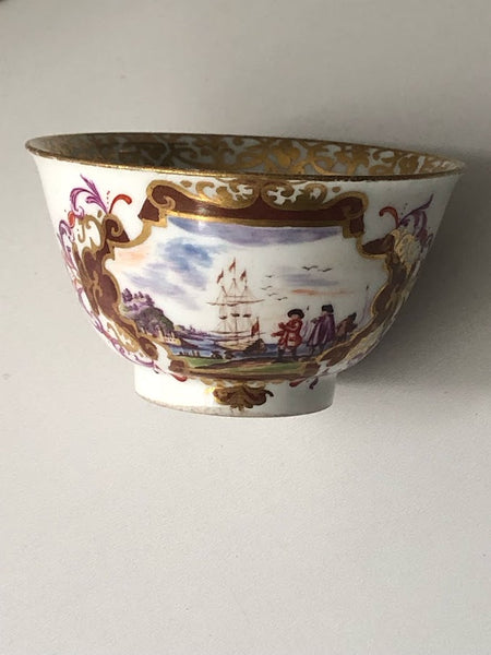 Meissen Porcelain Scenic Tea Bowl & Saucer 1725-1730