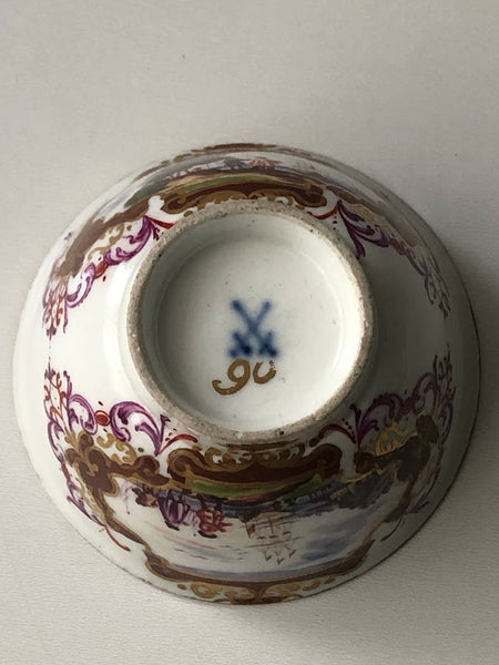 Meissen Porcelain Scenic Tea Bowl & Saucer 1725-1730