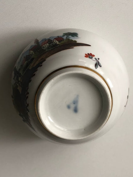 Ansbach Porcelain Town Scene Sugar Pot / Zuckerdose  Circa 1760