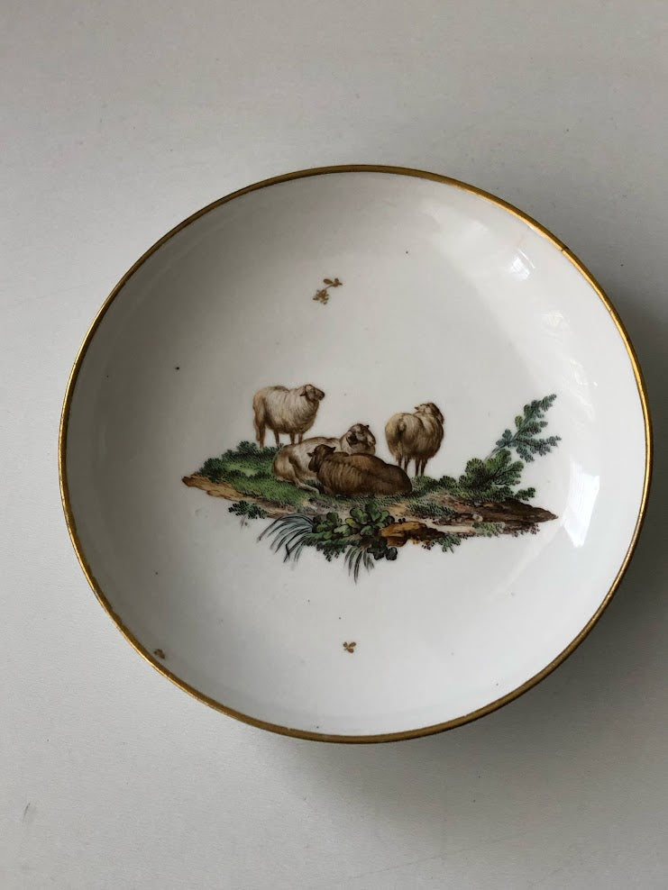 Hoechst Porcelain Saucer with Sheep 1770