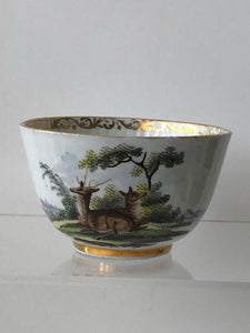 Wallendorf Porcelain Fluted Tea Cup with Deer, Circa 1787