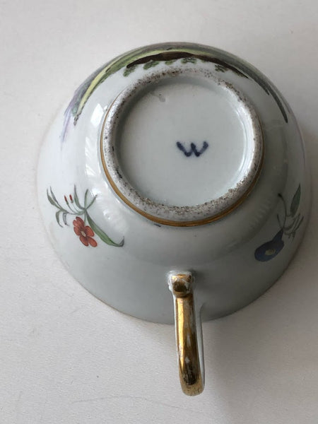 Wallendorf Porcelain Fluted Tea Cup with Deer, Circa 1787