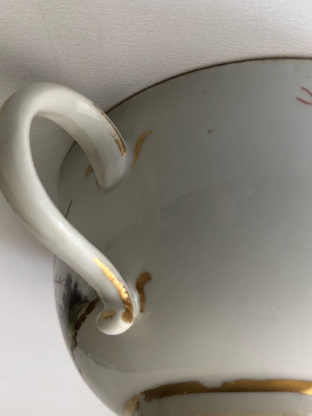 Nymphenburg Porcelain Cup with Scene of Sheep & Farmers circa 1754