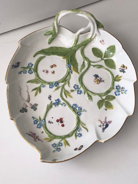 Meissen Porcelain Large Leaf Dish With Fruit, Vegetables & Flowers circa 1740