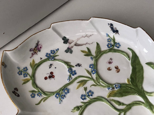 Meissen Porcelain Large Leaf Dish With Fruit, Vegetables & Flowers circa 1740