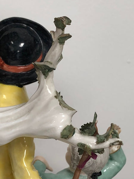 Wegely Porcelain Figure of a Courtly Gentleman with a Boy and a Dog, 1751-1757.