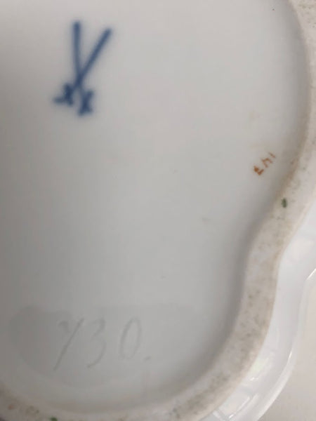 Meissen Porcelain Floral Spice Box with Rabbit Finial.