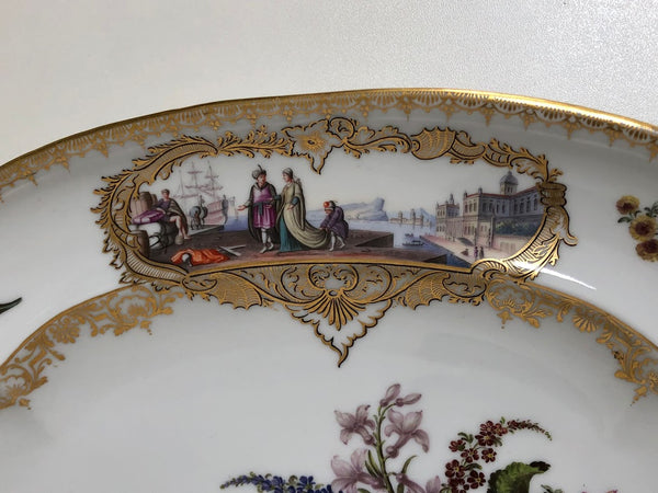 Meissen Porcelain Tray with Harbour Scenes of Turks and Camels, 19th C