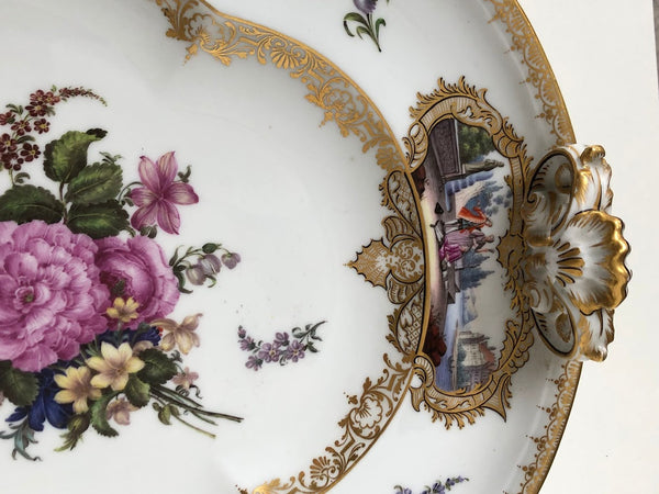 Meissen Porcelain Tray with Harbour Scenes of Turks and Camels, 19th C
