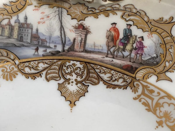Meissen Porcelain Tray with Harbour Scenes of Turks and Camels, 19th C