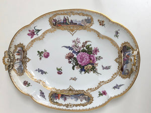 Meissen Porcelain Tray with Harbour Scenes of Turks and Camels, 19th C