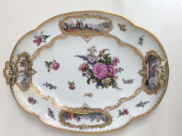 Meissen Porcelain Tray with Harbour Scenes of Turks and Camels, 19th C