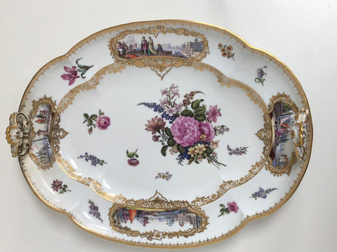 Meissen Porcelain Tray with Harbour Scenes of Turks and Camels, 19th C
