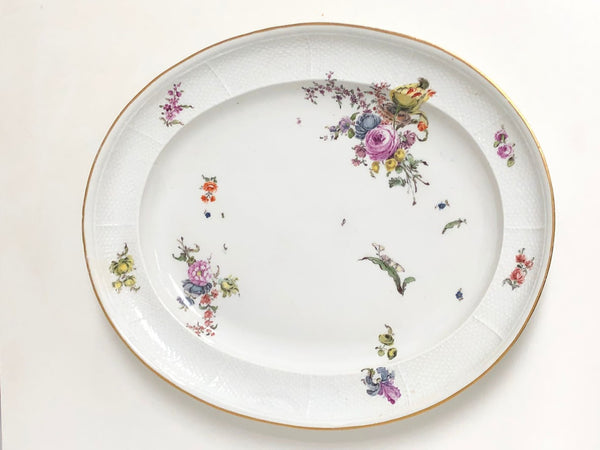 Meissen Porcelain Woodcut Floral Tureen & Tray, circa 1745