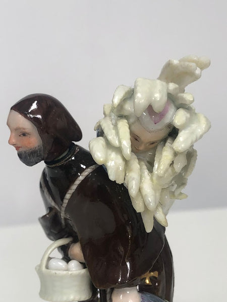 Meissen Porcelain Double Scent Bottle, "Provender to the Monastery" Circa 1740