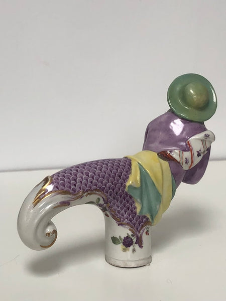 Meissen Porcelain Figural Lady Cane Handle 19th C
