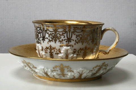 Meissen Porcelain Bottger, Gilt Cup & Saucer, Circa 1720