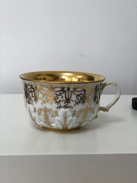 Meissen Porcelain Bottger, Gilt Cup & Saucer, Circa 1720