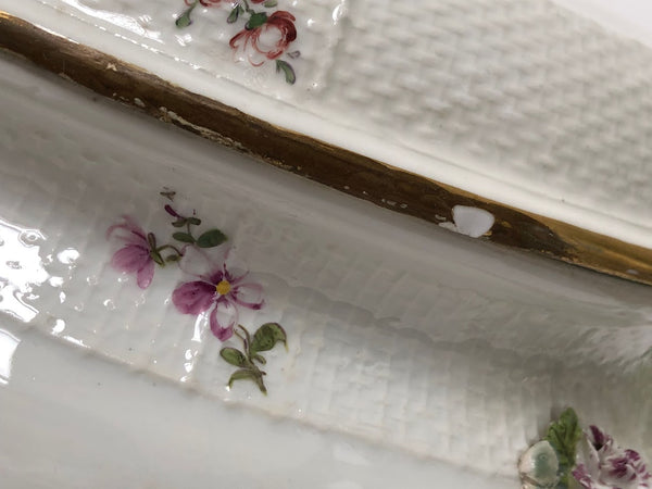 Meissen Porcelain Woodcut Floral Tureen & Tray, circa 1745