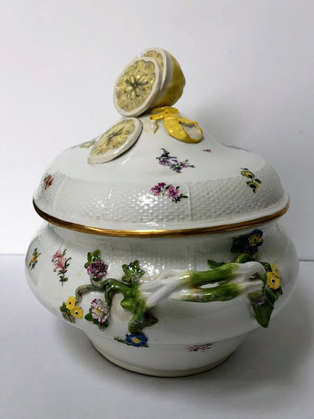 Meissen Porcelain Woodcut Floral Tureen & Tray, circa 1745