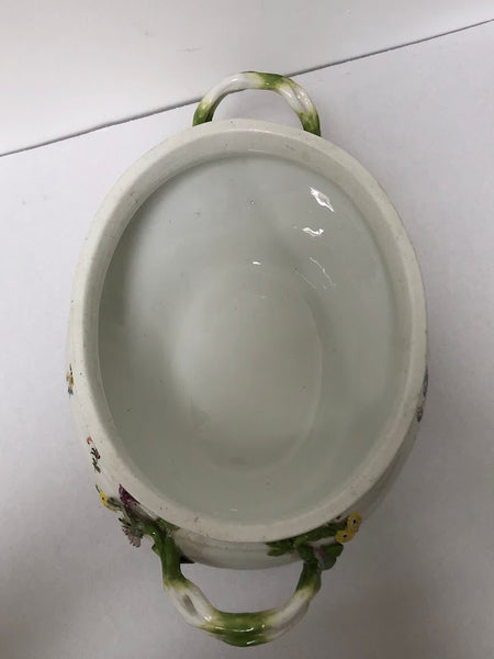 Meissen Porcelain Woodcut Floral Tureen & Tray, circa 1745