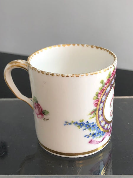 Sevres Porcelain Coffee Can with the Initial J within a painted Bead Panel 1785