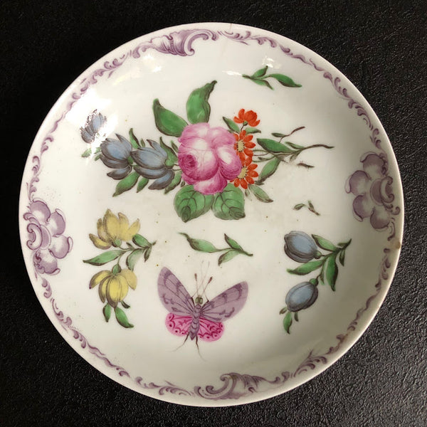 First Period Worcester Porcelain Bell Shaped Coffee Cup & Saucer 1757-1762