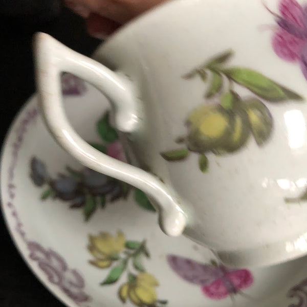 First Period Worcester Porcelain Bell Shaped Coffee Cup & Saucer 1757-1762