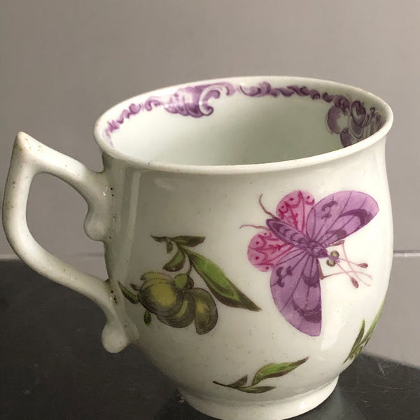 First Period Worcester Porcelain Bell Shaped Coffee Cup & Saucer 1757-1762