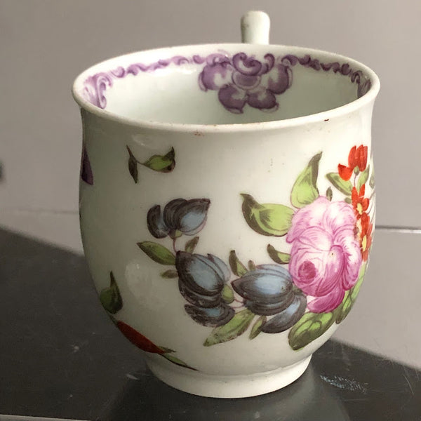 First Period Worcester Porcelain Bell Shaped Coffee Cup & Saucer 1757-1762