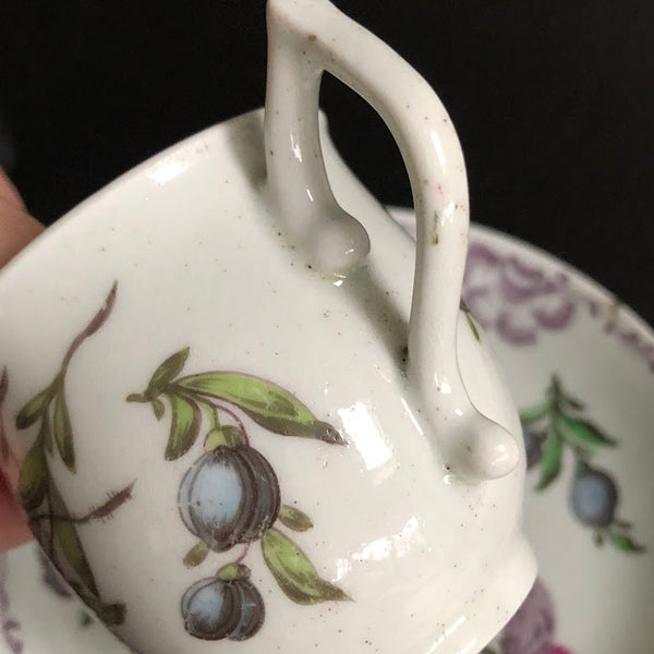 First Period Worcester Porcelain Bell Shaped Coffee Cup & Saucer 1757-1762