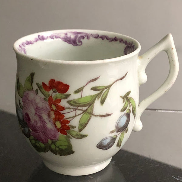 First Period Worcester Porcelain Bell Shaped Coffee Cup & Saucer 1757-1762