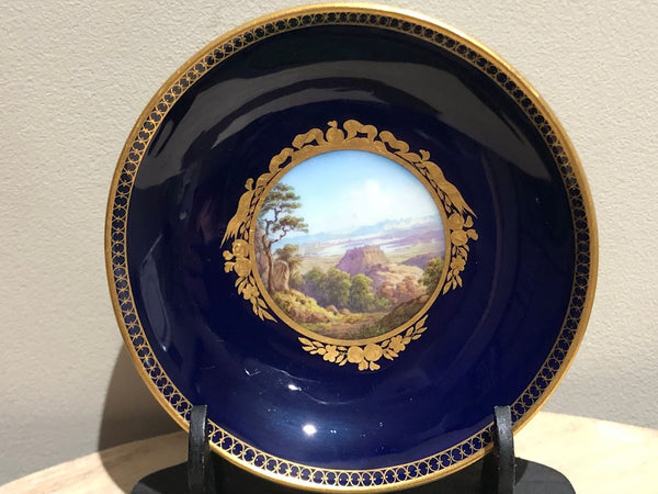 Meissen Porcelain Cobalt Blue Scenic Saucer, 19th C