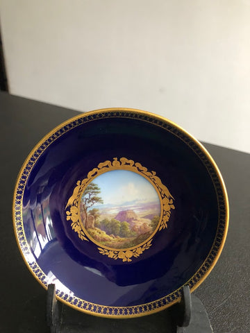 Meissen Porcelain Cobalt Blue Scenic Saucer, 19th C