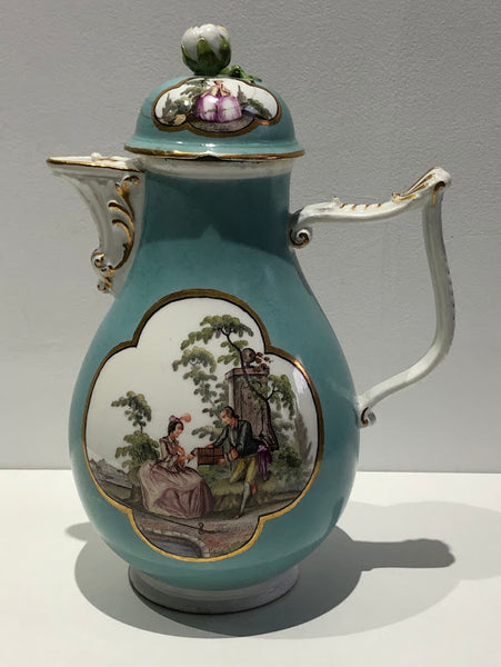 Meissen Turquoise Ground Coffee Pot, circa 1735 - 1740
